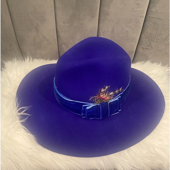 Cobalt Blue wide brim hat - Picture 2 of 3